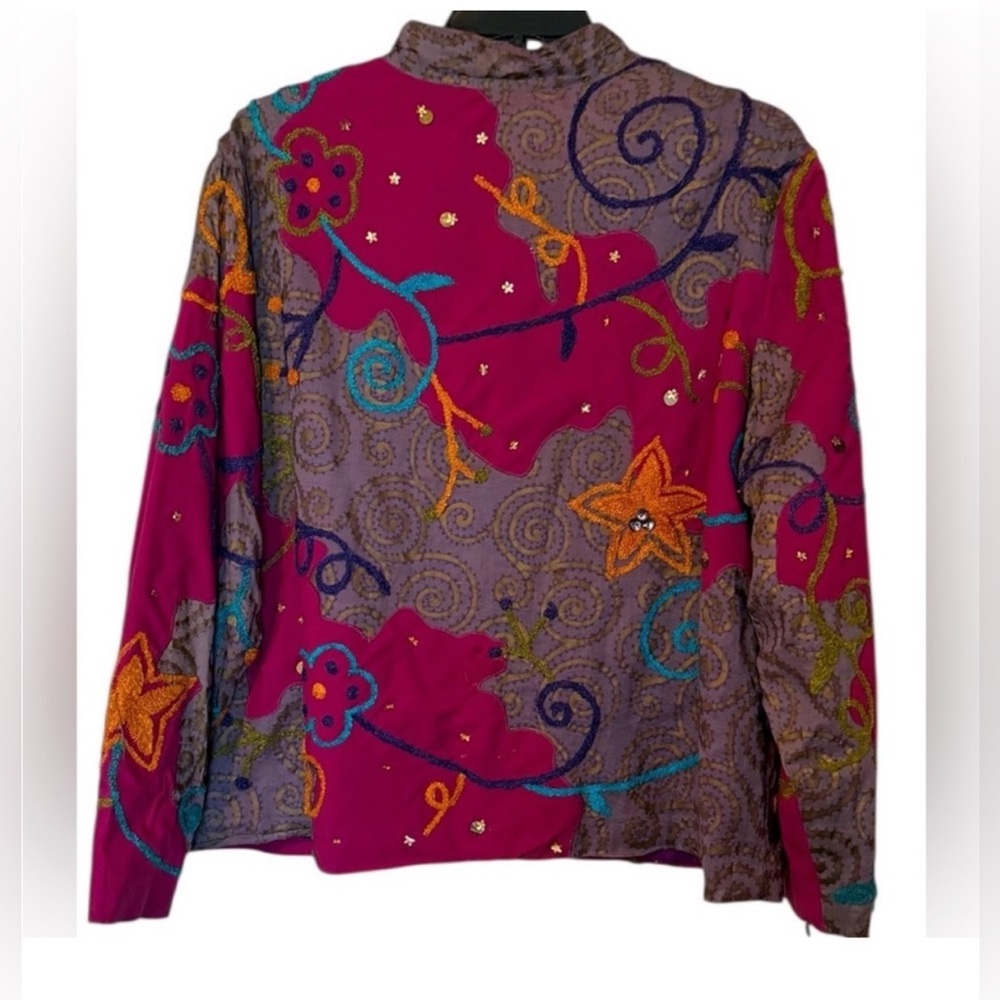 Vintage 90s Embroidered Artwear Jacket 2X Boho Festival India - Picture 3 of 9